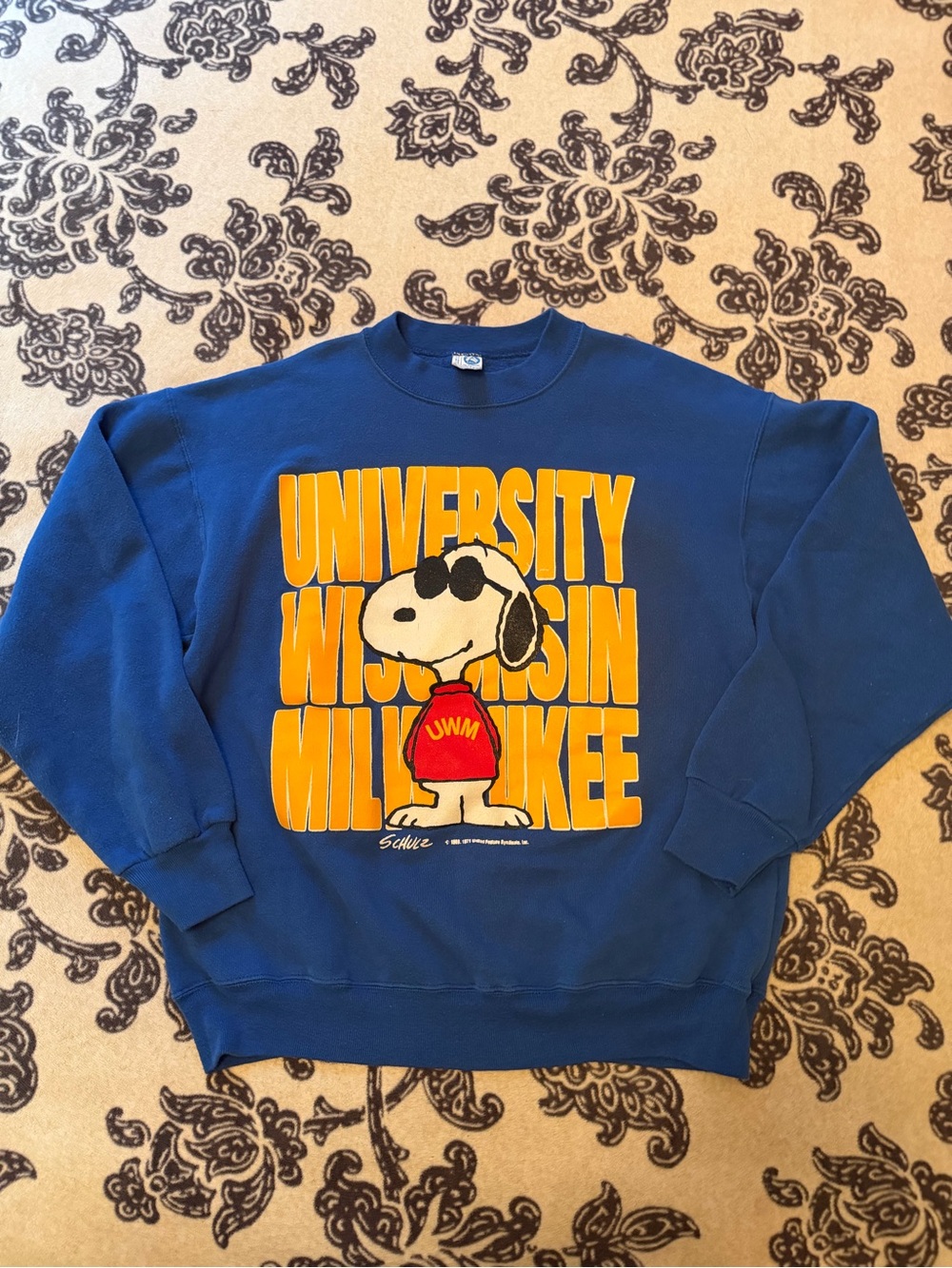 University of Wisconsin Milwaukee Blue Snoopy Graphic Sweatshirt - Picture 2 of 4